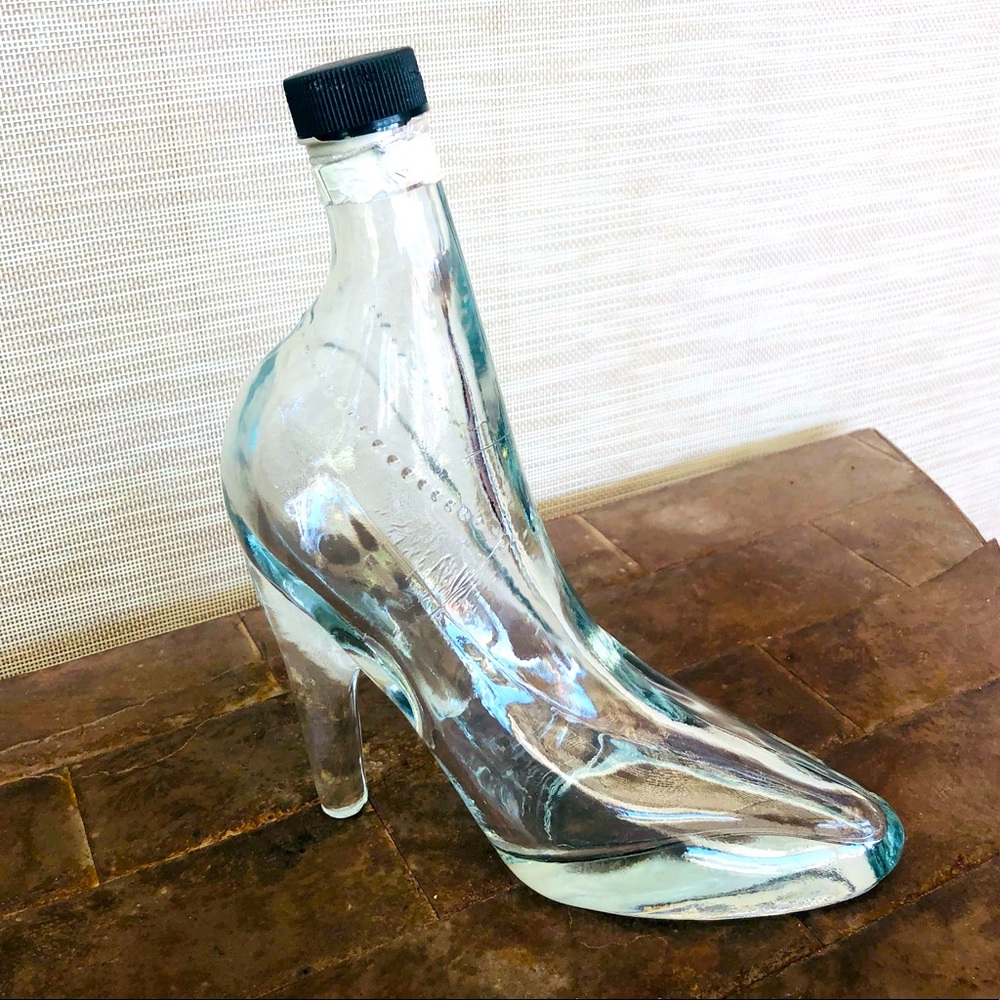 Vintage Glass Ladies High Heel Shoe Bottle With Cap